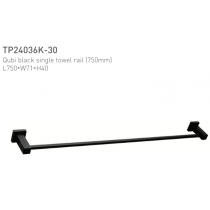 ECT Qubi Black Single Towel Rail (750mm)